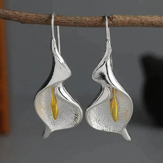 Blooming Flower Hook Earrings – Gold & Silver Dangle Jewelry for Women