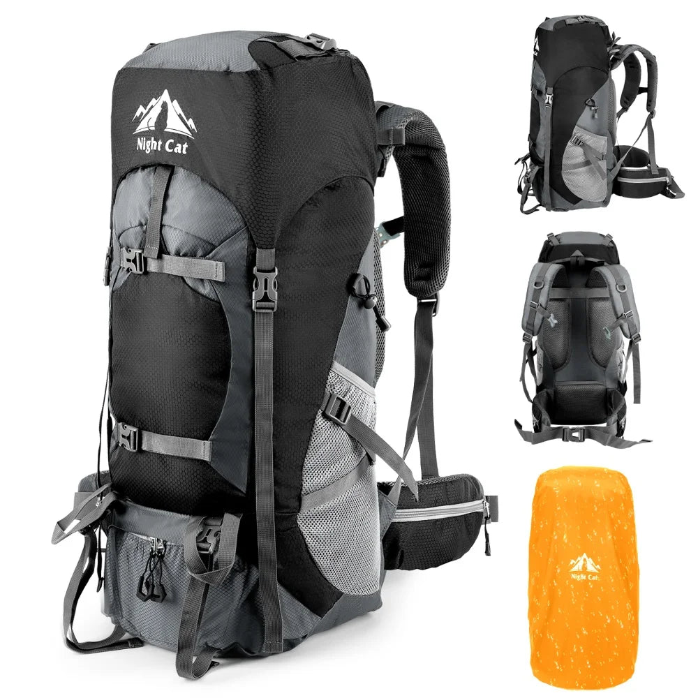 Night Cat 70L / 90L Hiking Backpack with Rain Cover – Waterproof Camping Rucksack for Men & Women