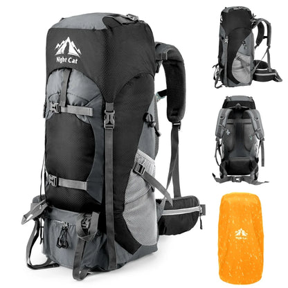 Night Cat 70L / 90L Hiking Backpack with Rain Cover – Waterproof Camping Rucksack for Men & Women