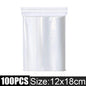 Clear Thick Resealable PE Bags – Reclosable Zip Storage Pouches for Jewelry, Food & Crafts (Sizes 4×6–12×18 cm / 1.6×2.4–4.7×7.1 in, 100–500 Pack)