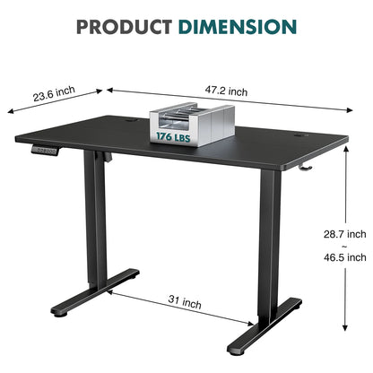 JHK Electric Standing Desk - 40"/48"/55" Sizes, 28.35"-46.46" Height, 3 Memory Presets, 154 lbs, Anti-Collision, EPA/CARB, Oak/Black/White/Rust