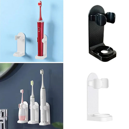 No-Drill Wall-Mounted Adhesive Toothbrush Holder – Space-Saving Toothbrush Organizer with Drain, Fits Electric Toothbrushes