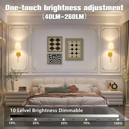 Rechargeable Wireless Wall Lamp with Detachable E27 Bulb — Dimmable LED Remote Control, 10 Color Modes