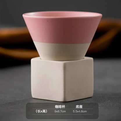 Retro Japanese Triangular Cone Ceramic Tea and Coffee Mug Pottery Porcelain Latte Cup for Home and Office