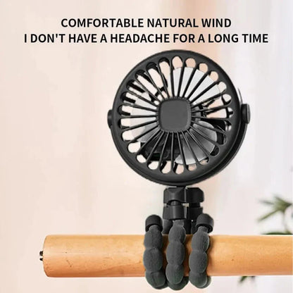 Multifunctional Stroller Mini Fan with USB Charging & Phone Holder