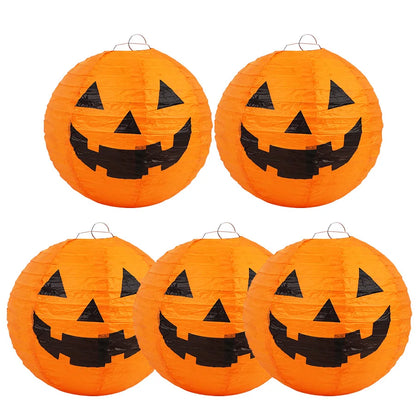 Halloween Pumpkin Paper Lanterns – Hanging Paperboard Lantern Ornaments for Home, Outdoor & Party Decor – 1, 3 or 5 Pack