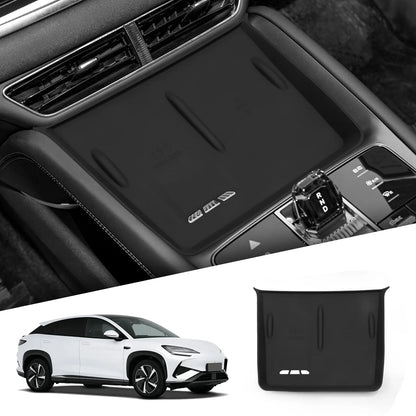 Center Console Storage Tray with Silicone Anti-Slip Pad, Armrest Cup Organizer, Black