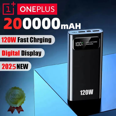 120W 200000mAh Digital Display Portable Power Bank - Fast Charger for Smartphones & Laptops (USB-A, USB-C, Micro USB)
