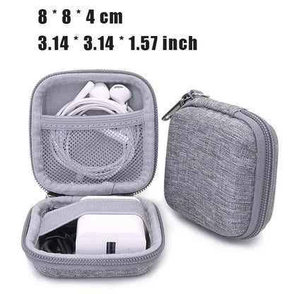 Portable Earphone & Cable Organizer Case — Leather Digital Gadget Storage Pouch
