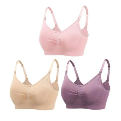 3-Pack Seamless Maternity Nursing Bras – Wireless Breathable Nursing Bra with Removable Pads & Front/Back Closure