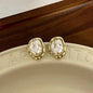Vintage Circle Drop Earrings – Baroque Pearl Gold Earclips for Women