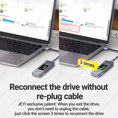 M.2 NVMe & SATA SSD Enclosure with Display — USB 3.2 Gen 2 10Gbps, Hot-Swap