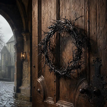 Halloween Crow Thorns Dead Branch Wreath – Realistic Spiked Branch Garland for Haunted House, Door & Horror Decor – 25cm & 45cm