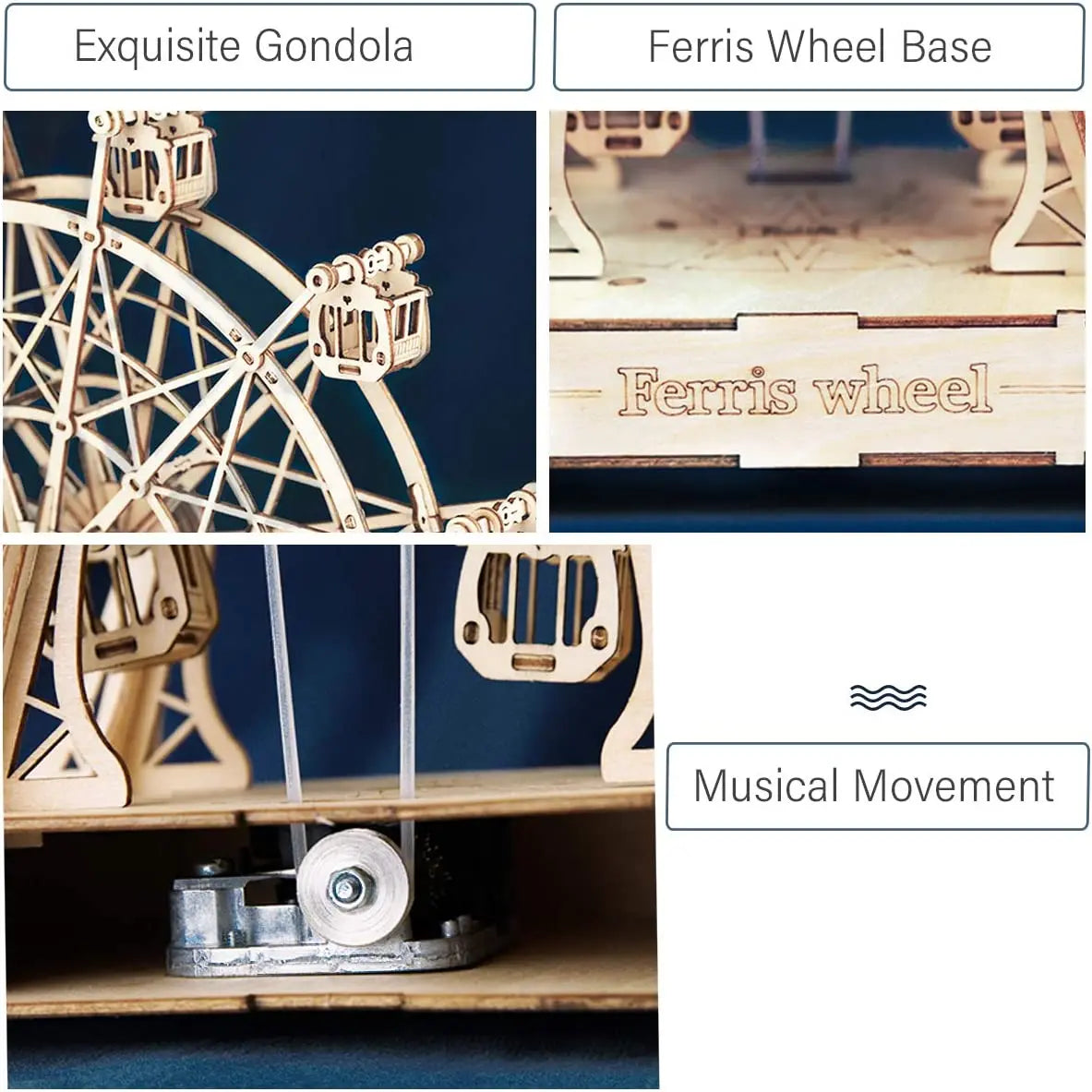 Robotime Rolife 232-Piece Ferris Wheel Music Box Model