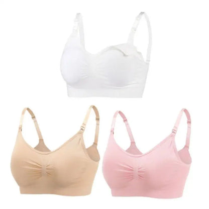 3-Pack Seamless Maternity Nursing Bras – Wireless Breathable Nursing Bra with Removable Pads & Front/Back Closure
