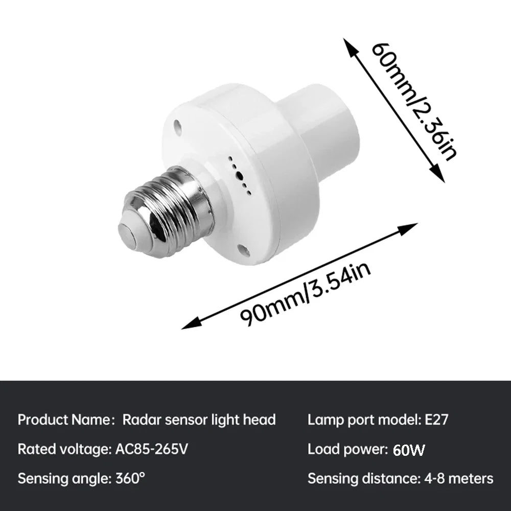 360 Degrees PIR Human Induction Motion Sensor LED Night Lamp Socket Base E27 AC 85-265V Delay Time Adjustable Switch