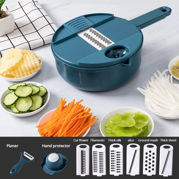 Manual Vegetable Chopper & Grater – Handheld Salad Shredder for Carrots and Potatoes – Eco-Friendly (Pink, Green, Blue)