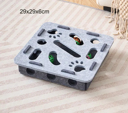Interactive Felt Cat Puzzle Maze Toy Kit with Bell Balls & Scratch Boards