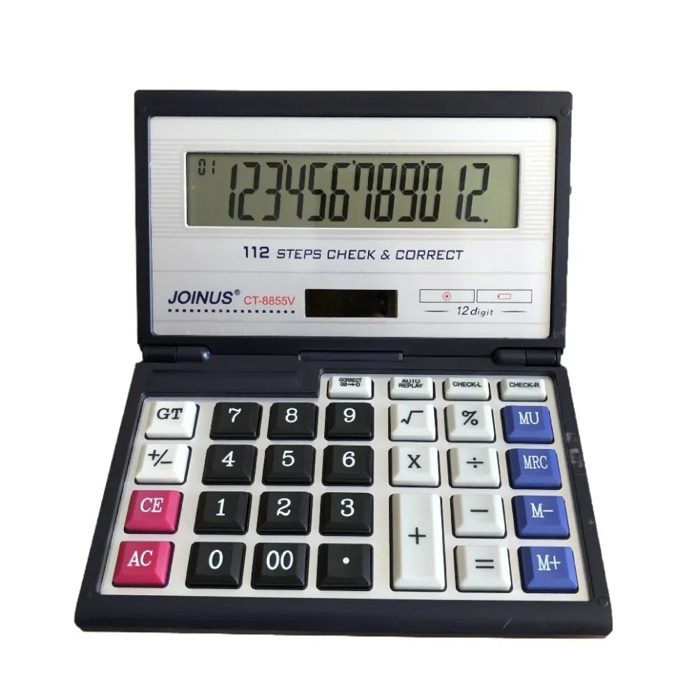 Foldable Flip Cover Solar Calculator Portable 12-Digit Large LCD Financial Office Calculator