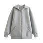 Women’s Oversized Zip-Up Hoodie – Thick Space Cotton Streetwear Hooded Jacket for Spring & Autumn Casual Style