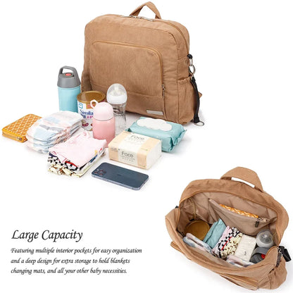 Large Corduroy Diaper Backpack for Mom – Spacious Baby Changing Bag with Multiple Pockets