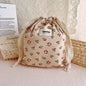 Printed Floral Diaper Bag – Cotton Drawstring Mommy Nappy Bag, Travel & Stroller-Friendly Organizer
