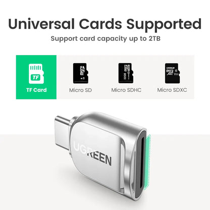 USB-C Micro SD Card Reader USB 3.0 OTG TF Adapter for Laptop, Phone and Tablet — macOS, Windows, Android Compatible