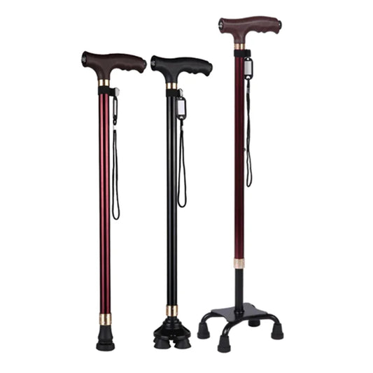 Adjustable Aluminum Walking Cane with LED Light, Non-Slip T-Handle Retractable Senior Walking Stick 28–37 in (72–94 cm)