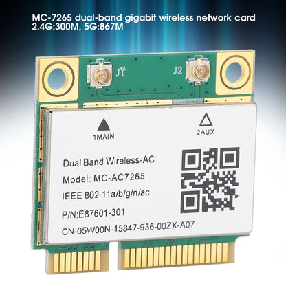 Network Card Mini PCI‑E Gigabit Dual‑Band for Bluetooth 4.2 Wireless Wifi MC‑AC7265