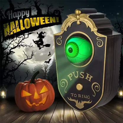 Halloween Glowing Eyeball Doorbell – Electric Sound & LED Light Horror Prop for Front Door, Haunted House & Party – Black or White