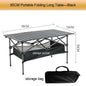 Portable Folding Camping Table with Net Bag, Long Outdoor Picnic Table 95cm/120cm (37.4 in/47.2 in), Black