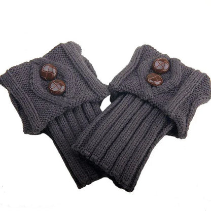 Women's Short Knit Diamond 2-Button Boot Cuffs — Knit Leg Warmers & Boot Covers