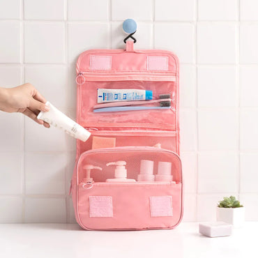 Double-Layer Waterproof Travel Toiletry & Makeup Bag - Hanging Handheld Dopp Kit for Men & Women