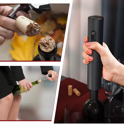 Electric Wine Opener Set, Battery-Powered with Foil Cutter, Wine Pourer, and Vacuum Stopper