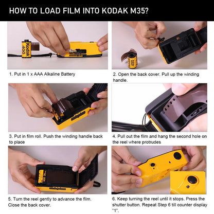 Retro Reusable 35mm Manual Film Camera with Built-In Flash – Replaceable Film, Fixed Focus