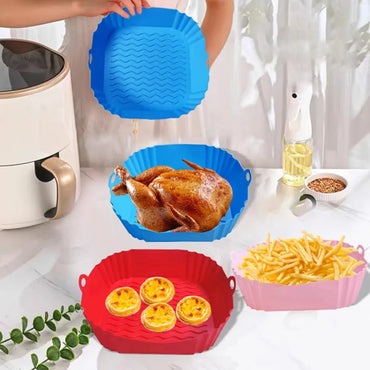 Silicone Air Fryer Liner Reusable Food-Safe Square Baking Tray 7.5in (19cm) for Oven, BBQ & Airfryer