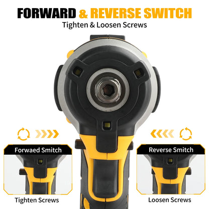 Cordless 20V Brushless Impact Wrench Rechargeable Lithium-Ion High Torque Power Tool