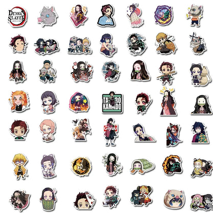100Pcs Demon Slayer Japanese Anime Stickers Graffiti Skateboard Refrigerator Decorated Notebook Luggage Waterproof Sticker