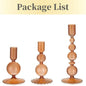 3-Piece Glass Taper Candle Holders and Flower Vases for Wedding Table Centerpiece