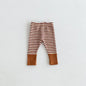 Cotton Patchwork Baby Leggings – Candy Color Striped Pants for Infants 12–36 Months, Unisex Elastic Waist