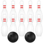 Kids 10-Pin Bowling Set with 2 Balls — Plastic Indoor & Outdoor Family Game, 16cm (6.3in) Pins, 7cm (2.8in) Balls