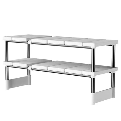 Stackable Cabinet Organizer Shelves for Kitchen & Pantry - Adjustable Under-Sink & Counter Storage