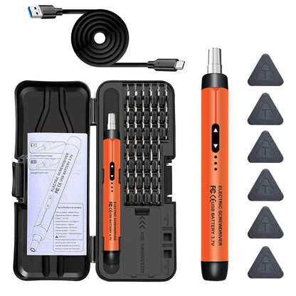 Precision Rechargeable Electric Screwdriver Set, 38-Piece Mini Wireless Repair Kit for Phones, Laptops & Electronics