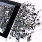 180pcs AB Flatback Glass Nail Rhinestones - Multi-Shape Gems for DIY Nail Art
