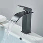 Brushed Gold Waterfall Bathroom Faucet - Single Lever Deck-Mount Basin Mixer, Single Hole, Stainless Steel Ceramic Valve