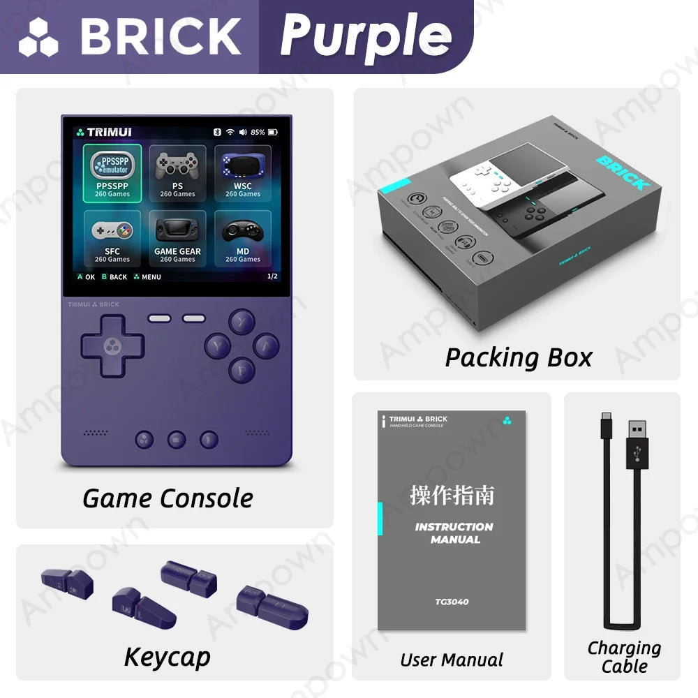 TRIMUI BRICK Handheld Game Console - 3.2" IPS, Allwinner A133P, Linux, RGB LED, Metal Back, 12,000+ Games, 4 Colors