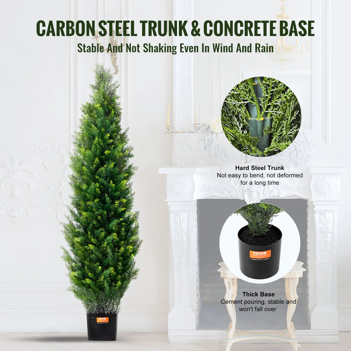 Artificial Cedar Topiary Tree – Evergreen Faux Pine for Indoor & Outdoor Decor (Set of 2)