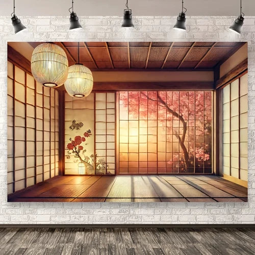 Japanese Shoji Screen Background Tapestry