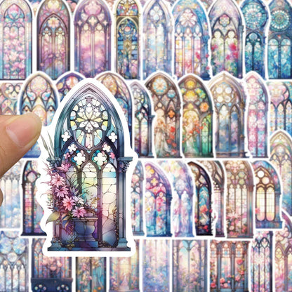 10/30/50pcs INS Style Church Glass Aesthetic Stickers Waterproof Decals Cartoon Laptop Scrapbook Phone Cool Decoration Sticker