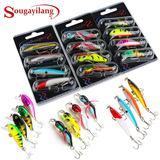 4-Pack Wobbler Fishing Lures – Hard Baits with Anti-Corrosion Treble Hooks for Bass & Carp (Saltwater & Freshwater)